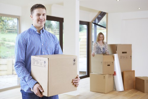 Packed boxes and furniture ready for a Becontreeheath house move