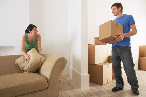 Professional team packing office equipment for a Becontreeheath move